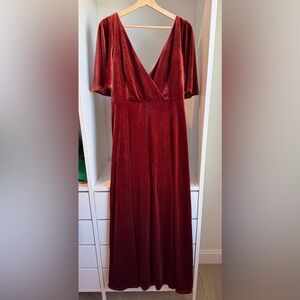 Ever Pretty Velvet Maxi Dress in Deep Red